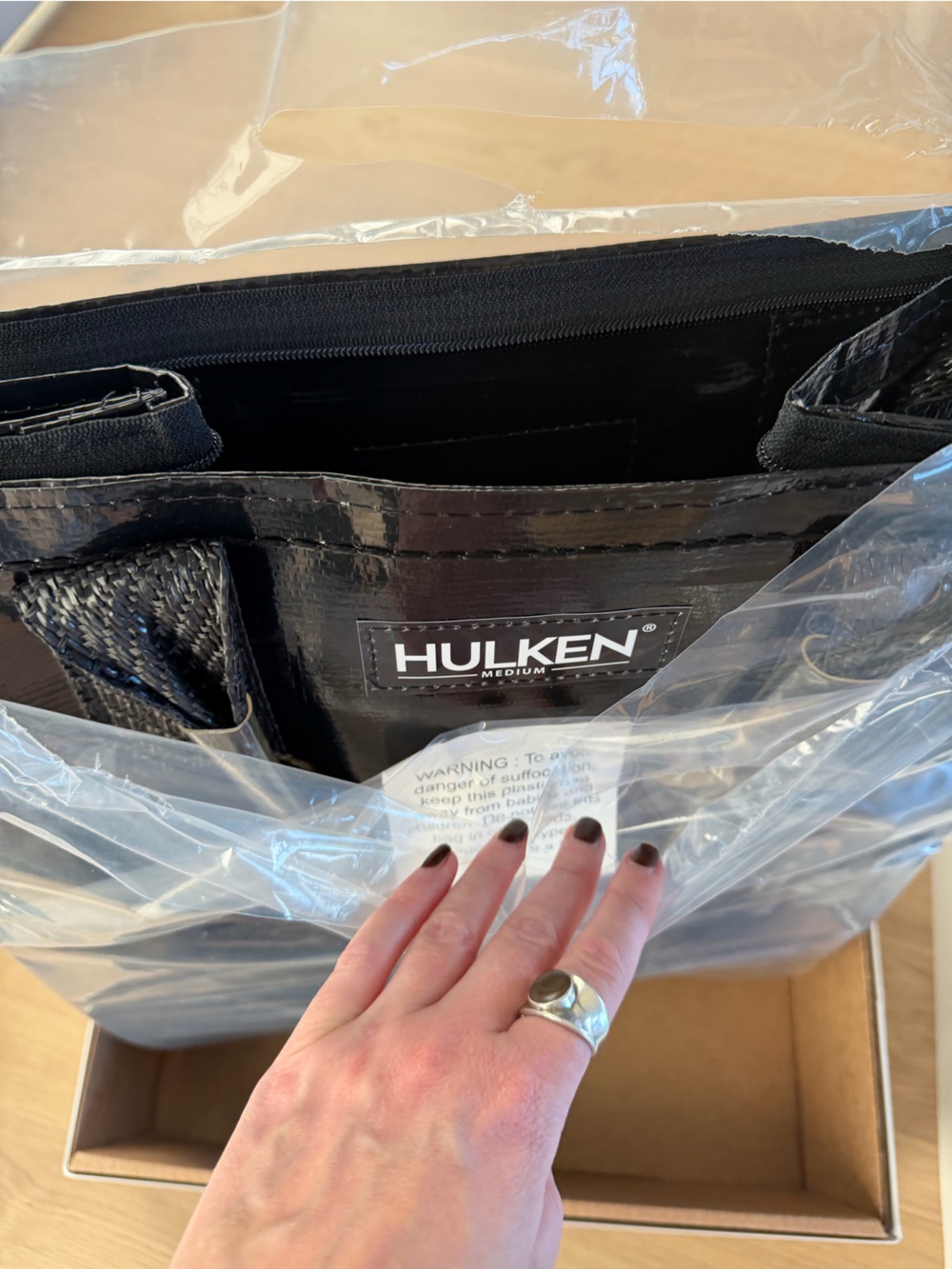 Hulken Medium Black Rolling Tote - Compact Travel & Shopping Bag - Picture 6 of 10